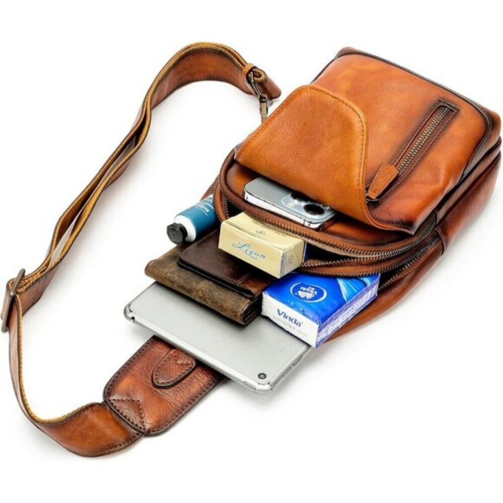 🆕Women Brown Genuine Leather Crossbody Sling Handmade Classic Vintage Bag - Picture 7 of 8